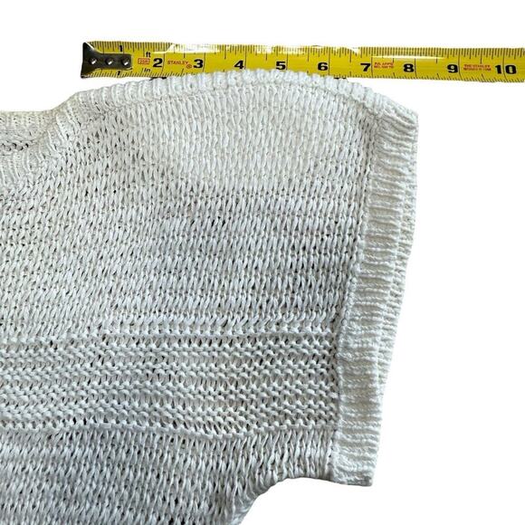 Vtg 80s Christian Dior Seperates Sweater Knit Shoulder Pads Ivory M S/S Preppy - Picture 6 of 7